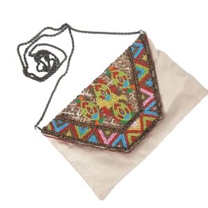 Bohemian Beaded Sequin Linen Crossbody Purse Chain Strap‎ Handbag